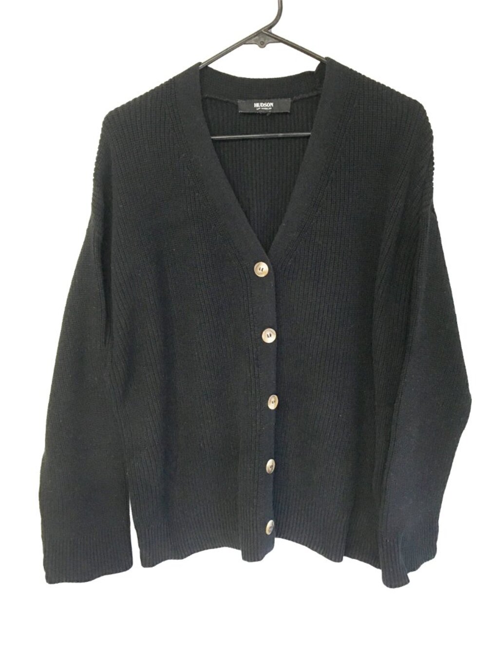Hudson Women's Black Cardigan Chunky Sweater Size L